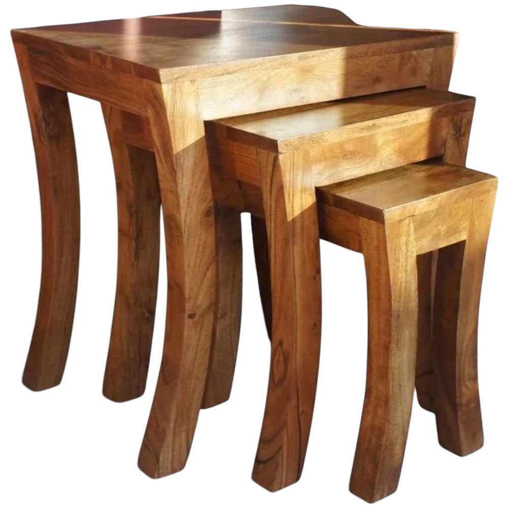 Acacia Home Brown Nest of Tables 50cm Set of 3 Image 2