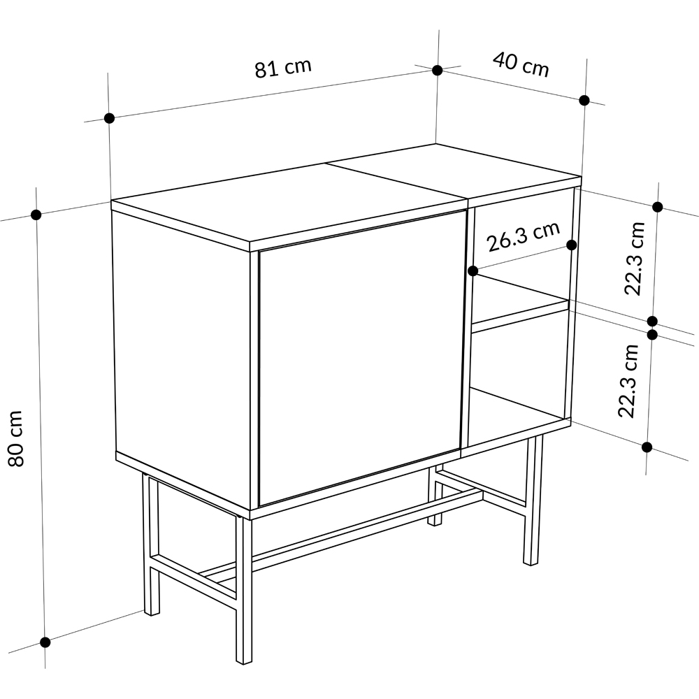 Decortie Mona Single Door 2 Shelf Mocha Grey Mini Console Table Image 7