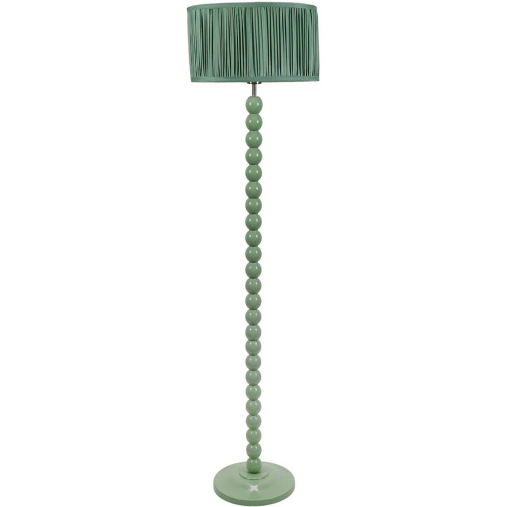 ValueLights Bobbins Ruched Pleated Green Drum Shade Sage Green LED Floor Lamp Image 1