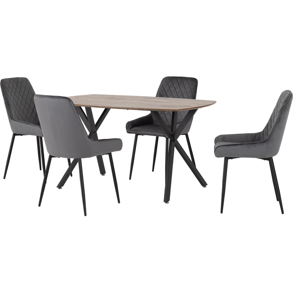 Seconique Athens Avery 4 Seater Dining Set Oak and Grey Image 2