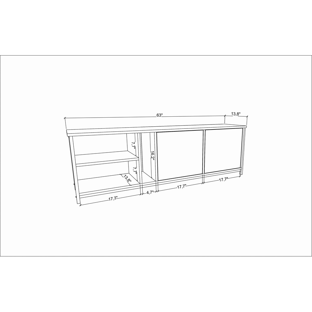 Decorotika Primrose 2 Door 3 Shelf White and Anthracite TV Stand for 72 inch TV Image 7
