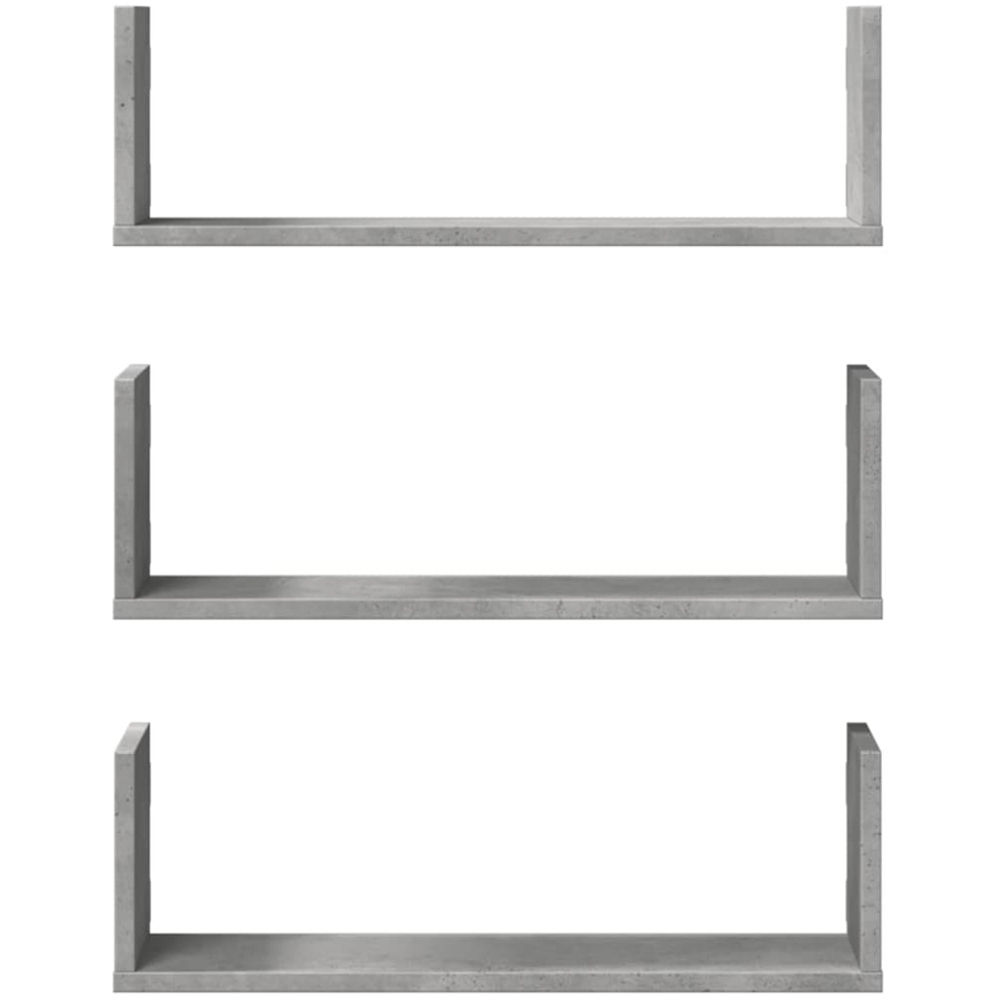 vidaXL 58cm Set of 3 Concrete Grey Floating Wall Shelf Image 2