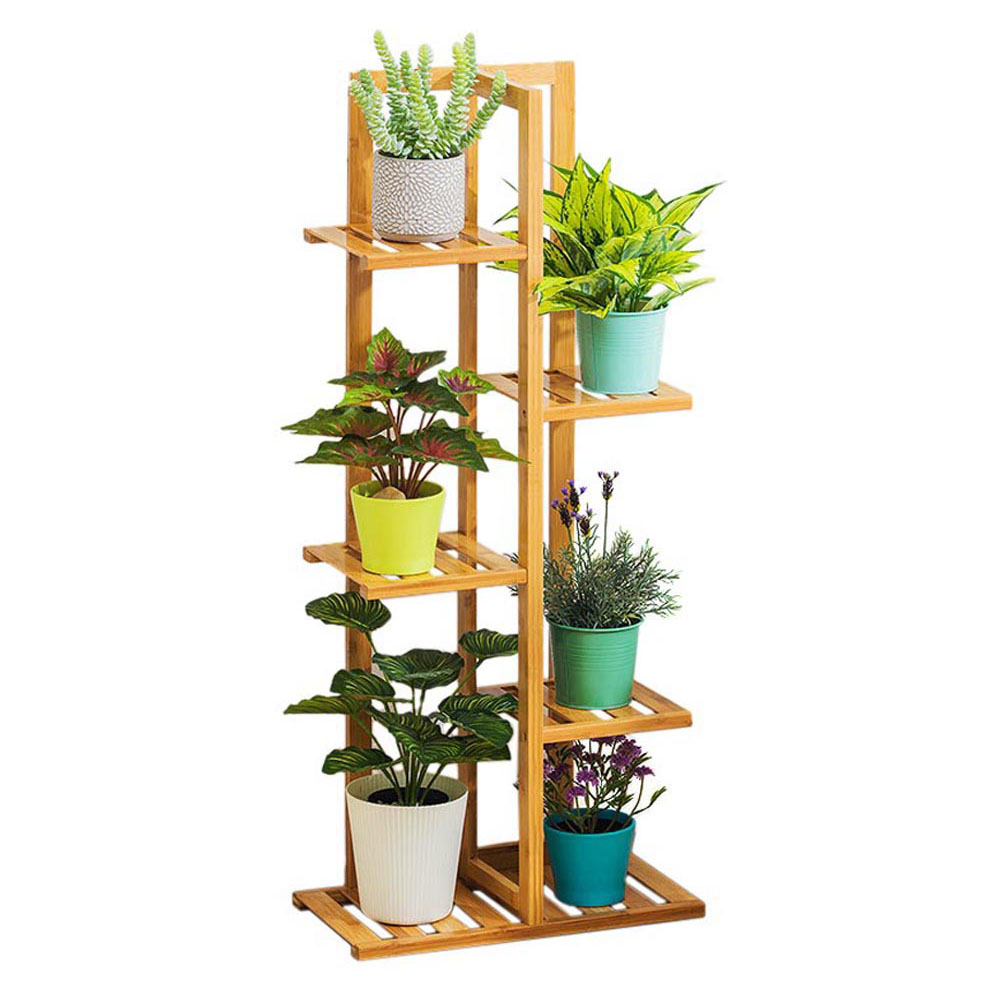 Living and Home Multitiered Wooden Natural Plant Stand Image 3