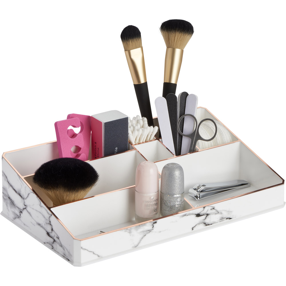 Wilko Marble & Rose Gold Cosmetic Tidy Image 2