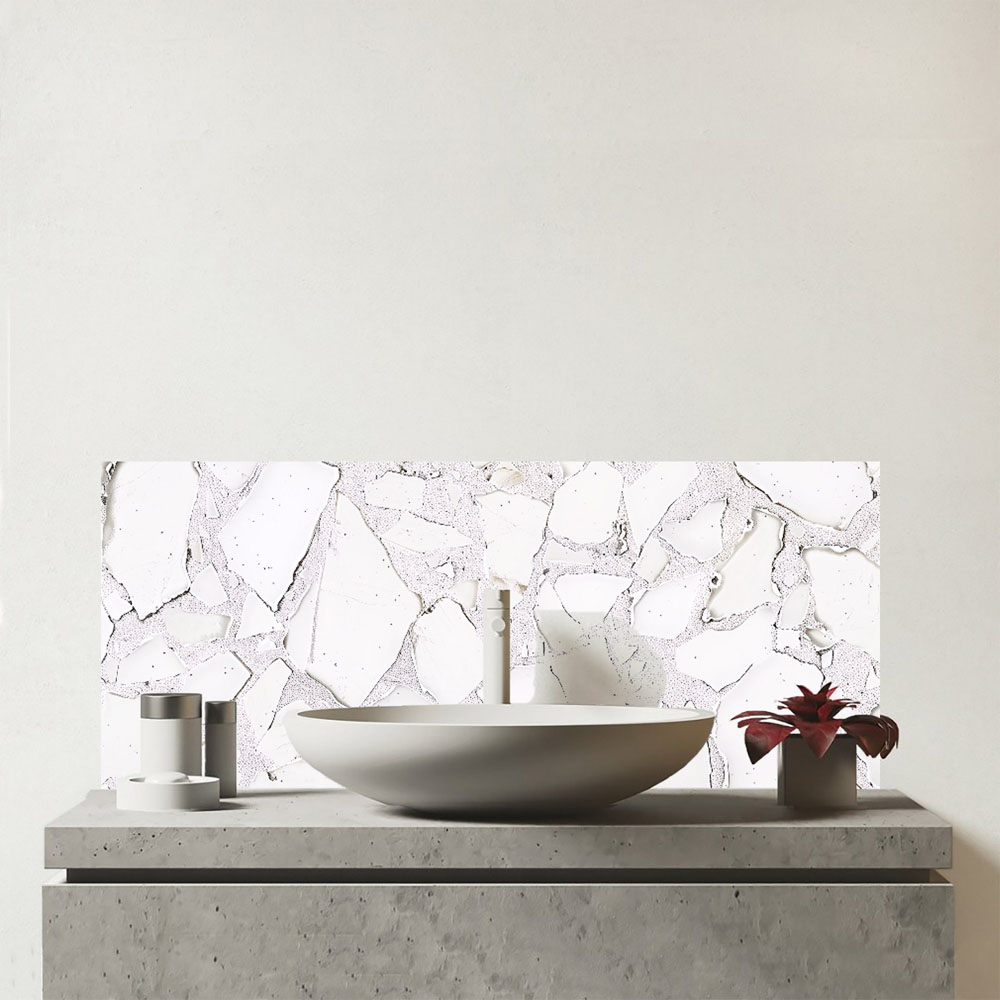 Warren Reed Designer Chunky White Quartz Effect Bathroom Splashback 25 x 60cm Image 1