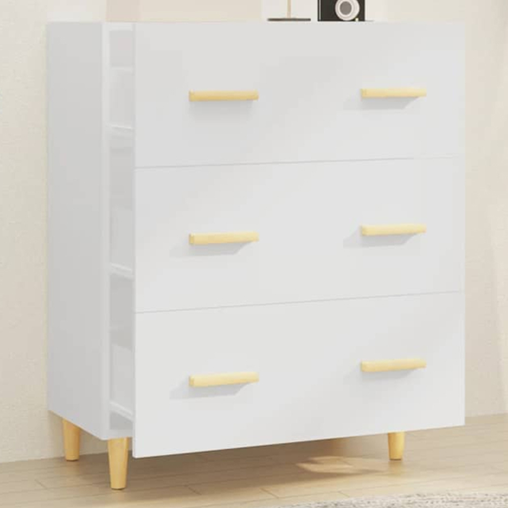 vidaXL 3 Drawer White Sideboard Image 1