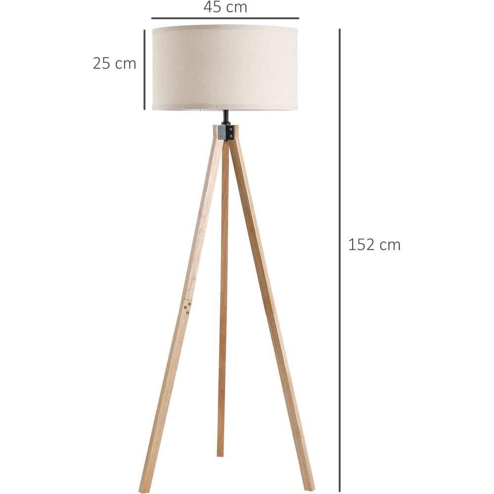 HOMCOM Beige Wood Tripod Floor Lamp Image 7