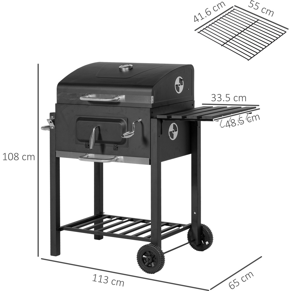 Outsunny Black Charcoal Grill with Height Adjustable Coal Pan Image 7