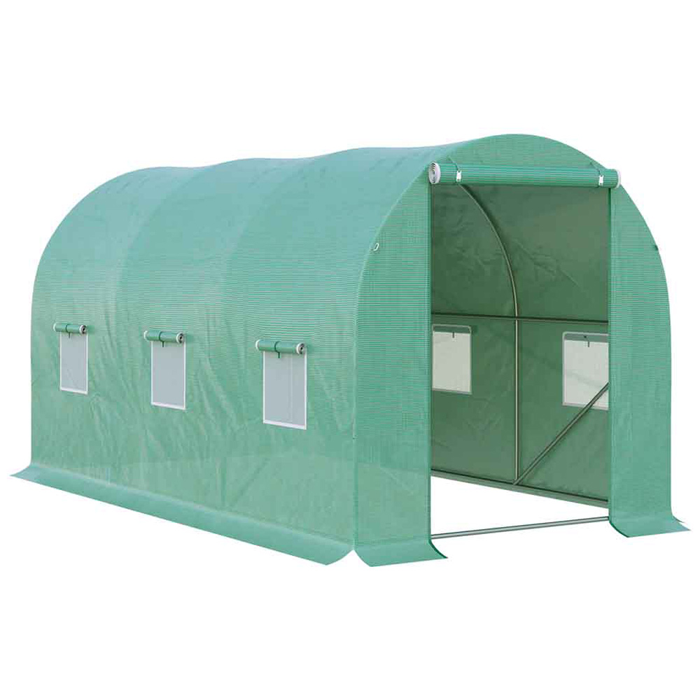 Outsunny Green PE Cover 6.6 x 13ft Walk In Polytunnel Greenhouse Image 1