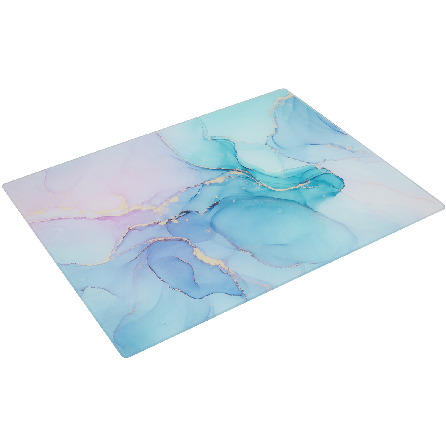 Multicoloured Marble Glass Worktop Saver - Blue Image 1