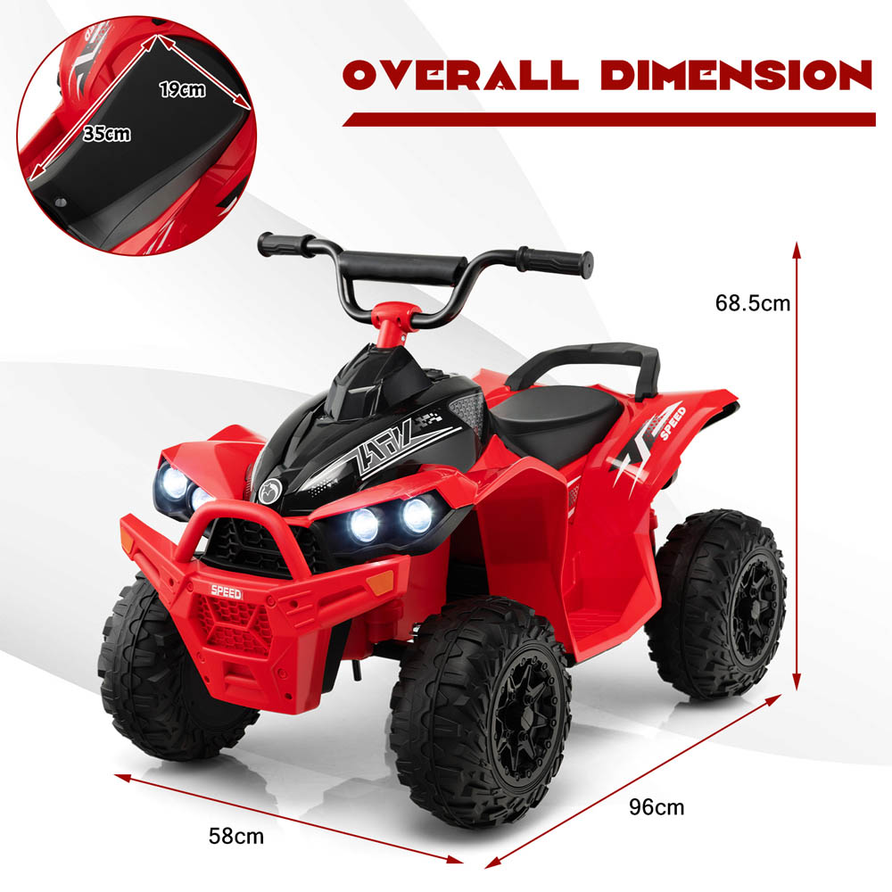 Costway Kids 2 Speed Red Ride On ATV with LED Lights 12V Image 6