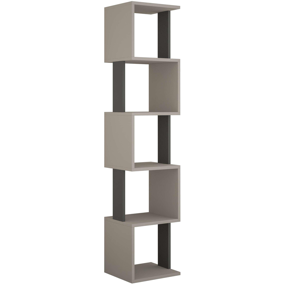 Decortie Piri 5 Shelf Mocha Grey and Anthracite Grey Modern Tall Bookcase Image 2