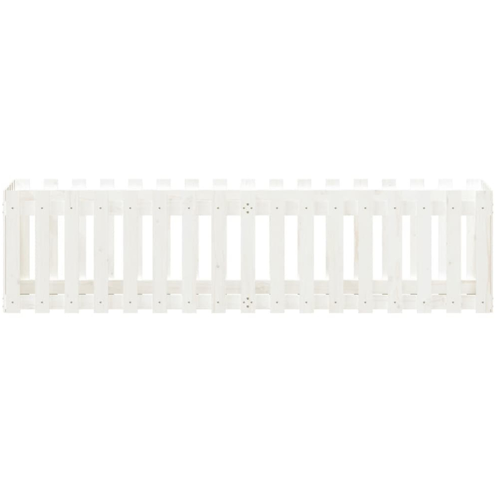 vidaXL White Solid Pine Wood Fence Design Raised Garden Bed 50 x 200 x 50cm Image 4