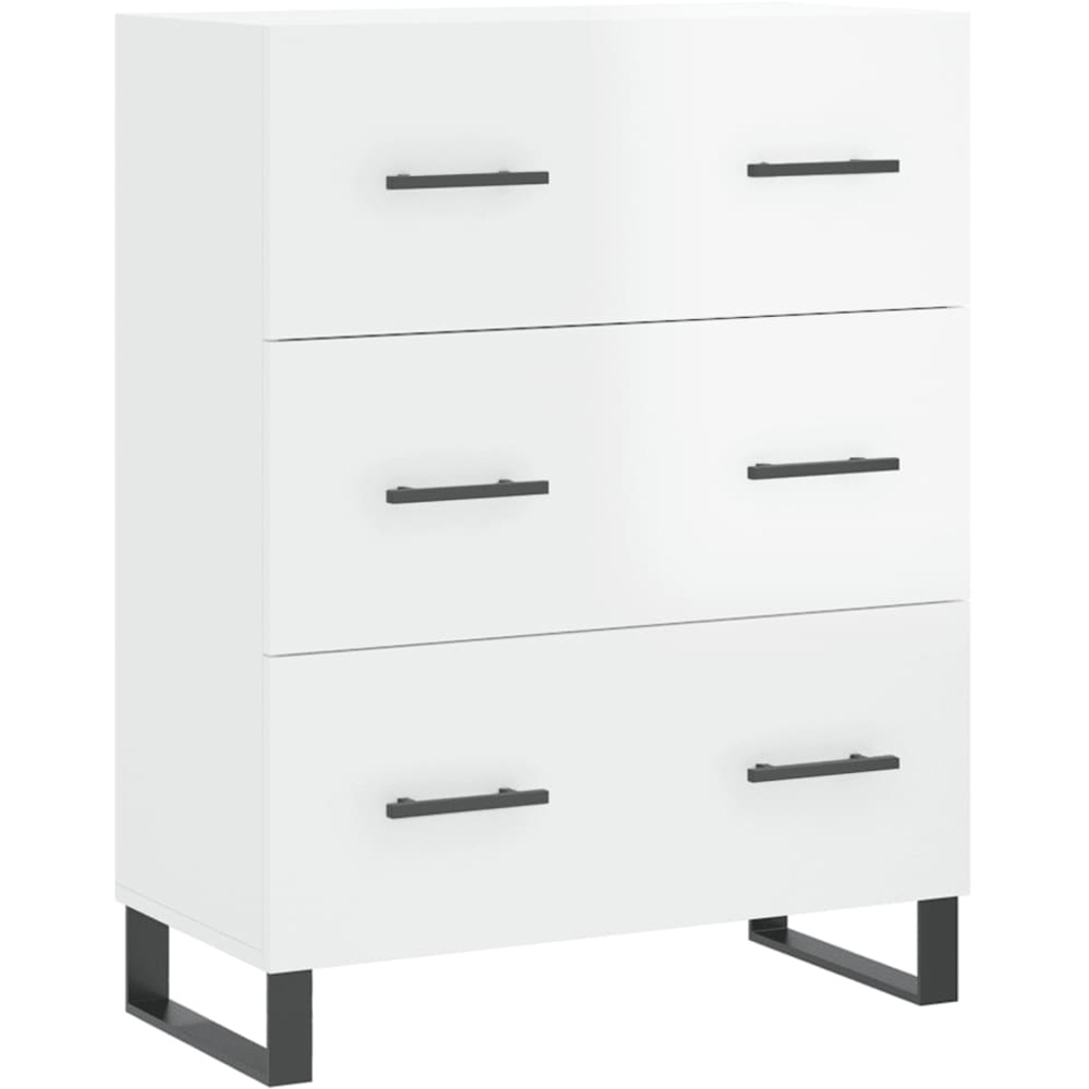 vidaXL 3 Drawer High Gloss White Sideboard Image 2