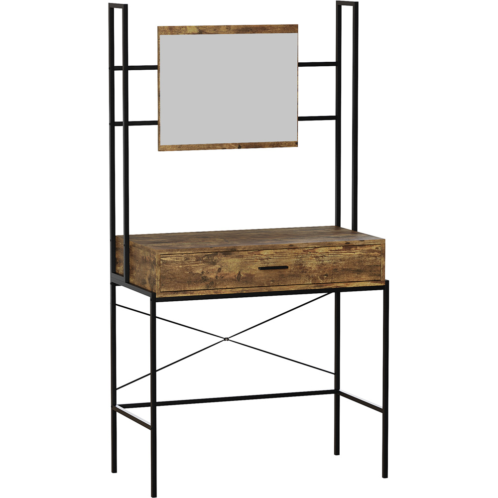 Vida Designs Brooklyn Single Drawer Dark Wood Dressing Table with Mirror Image 2