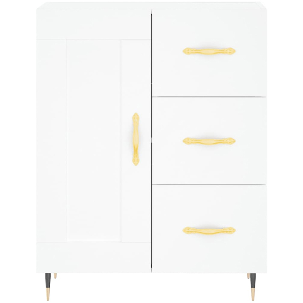 vidaXL 3 Door 3 Drawer White Highboard with Gold Handle Image 8
