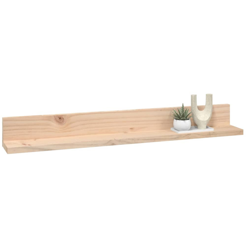 vidaXL 80cm Set of 2 Natural Solid Pine Wood Floating Wall Shelf Image 5