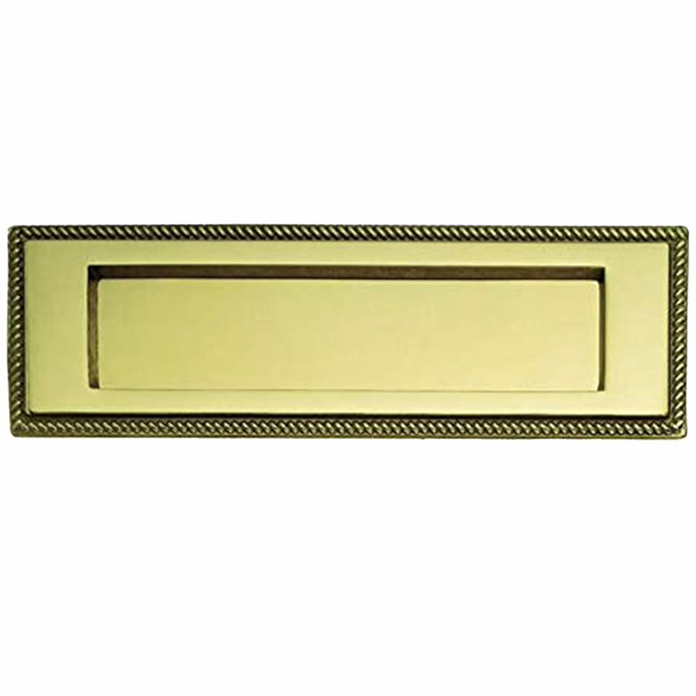 Golden Grace Brass Georgian Letter Plate Set with Mail Slot 8 x 3 inch Image