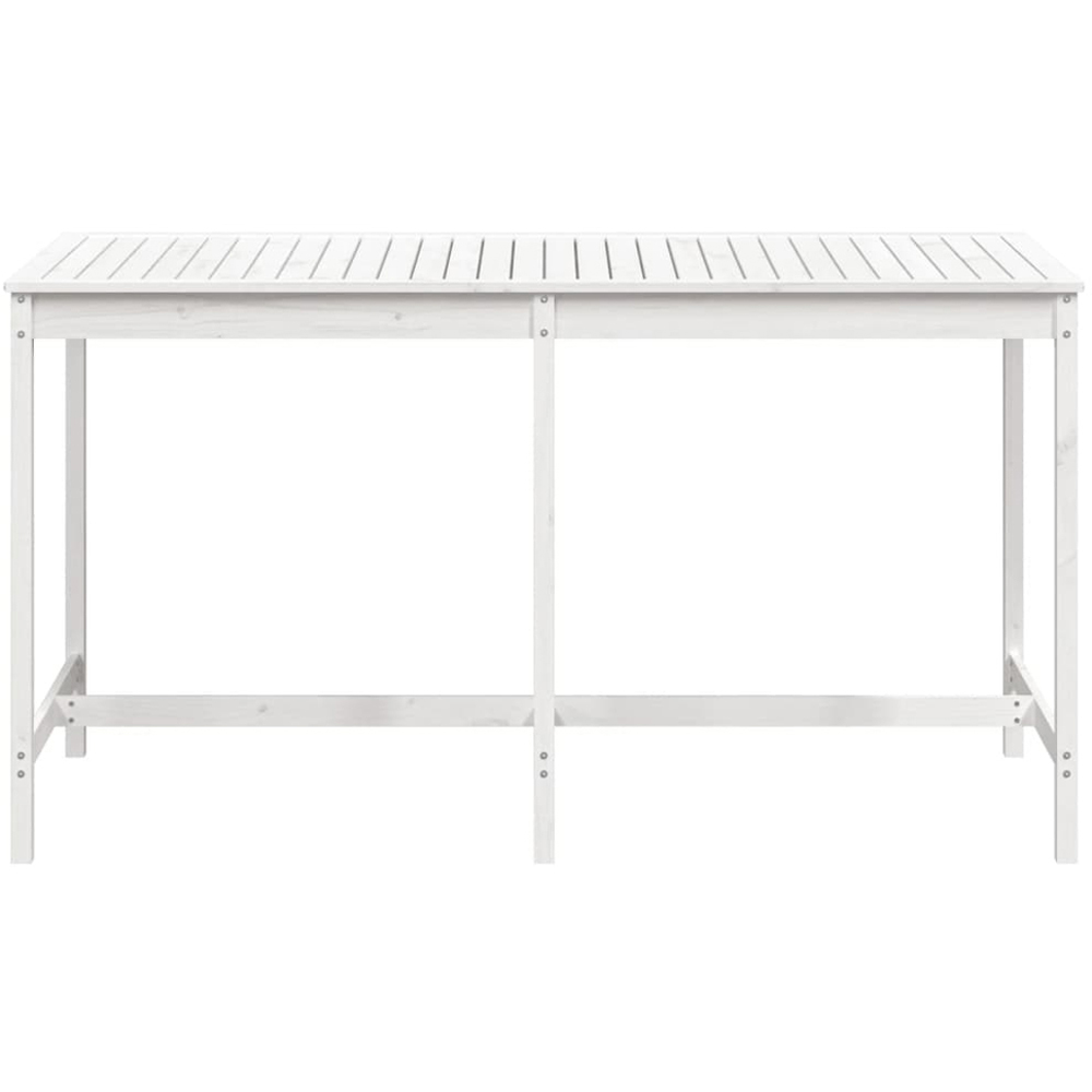 vidaXL 8 Seater Solid Pine Wood Slatted Garden Dining Table White Image 3