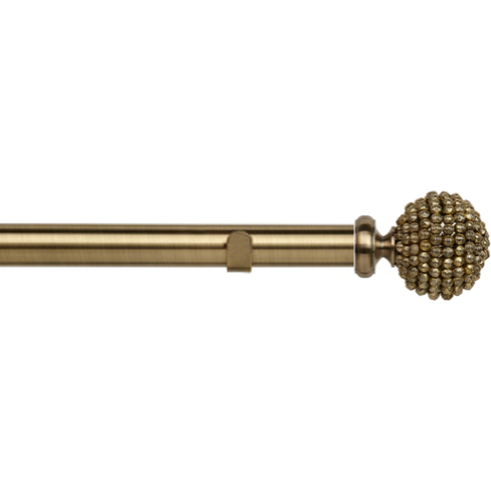 New Edge Blinds 250cm Fixed Length Antique Brass Eyelet Metal Curtain Pole Set with Mia Finial Image 1