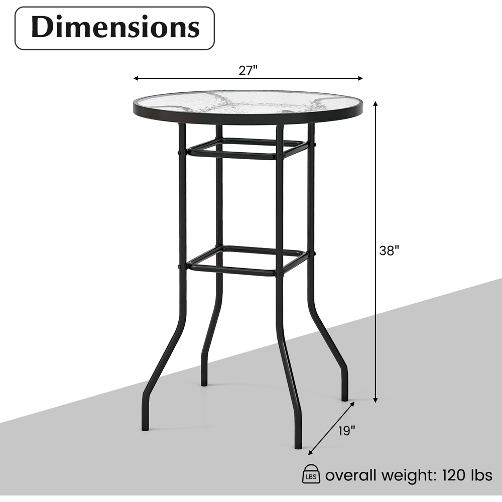Costway Glass Tabletop Bistro Table Image 9