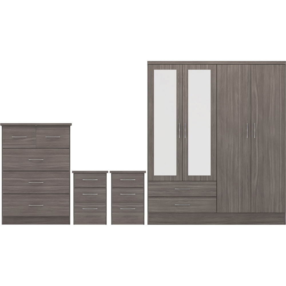 Seconique Nevada Black Wood Grain 4 Piece Bedroom Furniture Set Image 2
