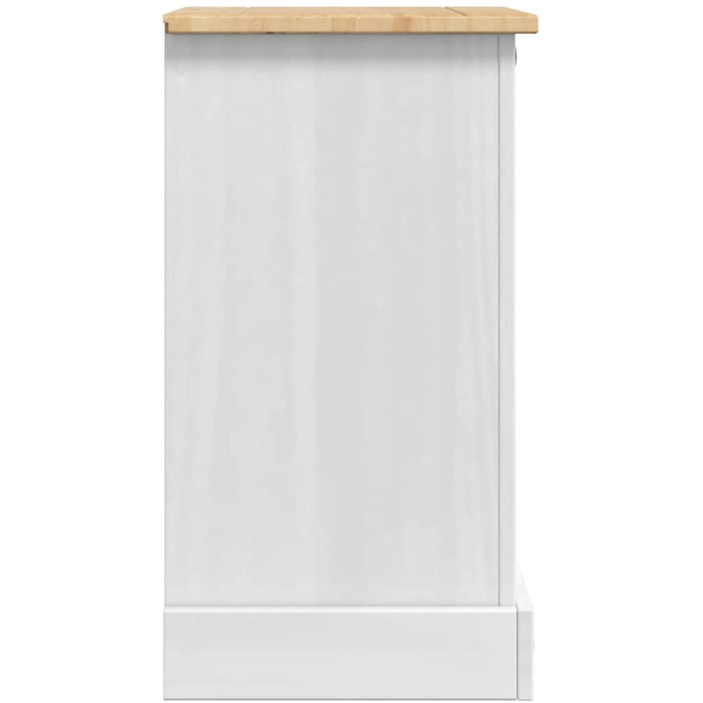 vidaXL Corona 3 Drawer White Solid Pine Wood Wide Bedside Table Image 6