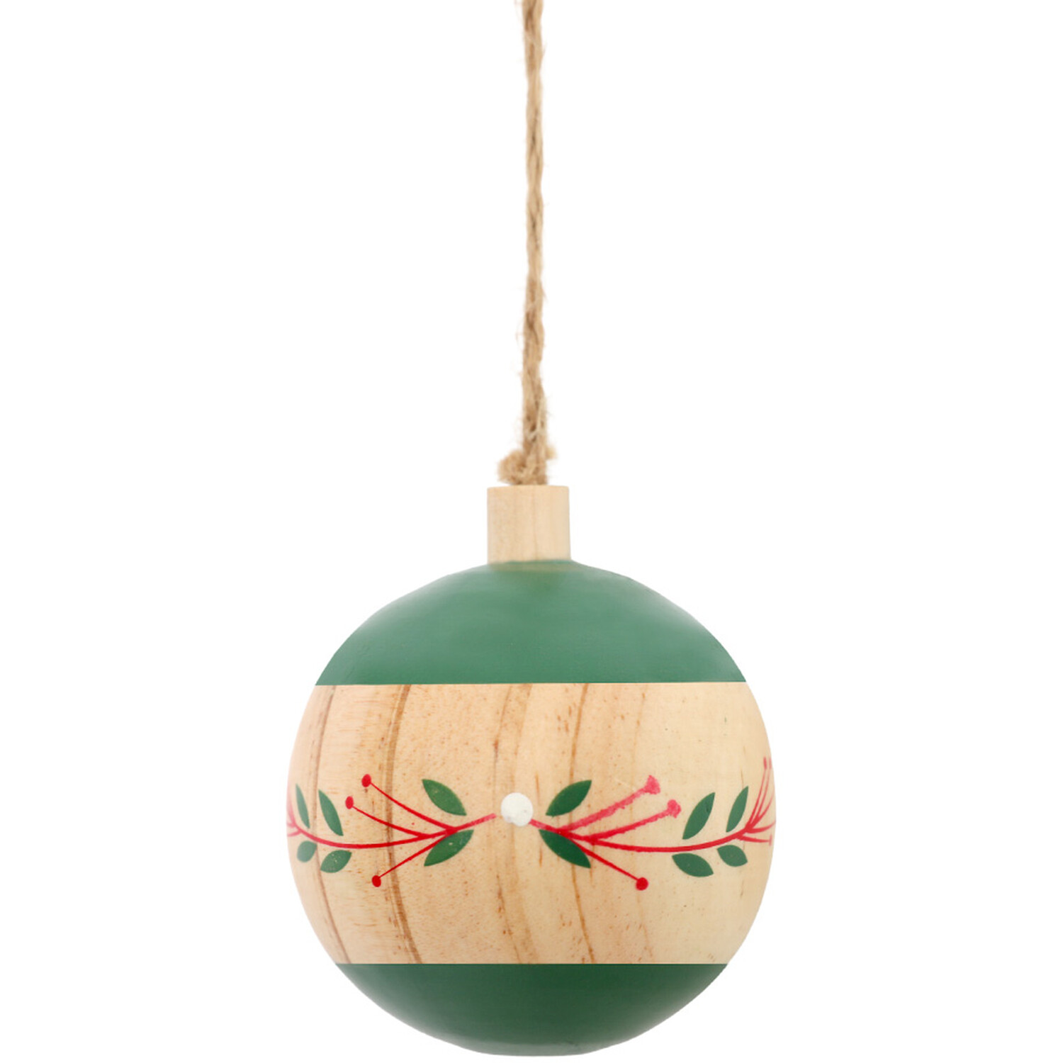 Wooden Holly Bauble Natural Image 4