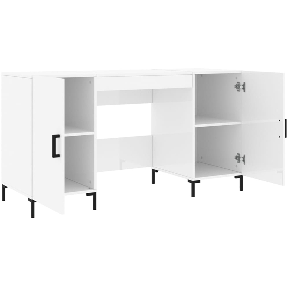 vidaXL 2 Door Computer Desk High Gloss White Image 4