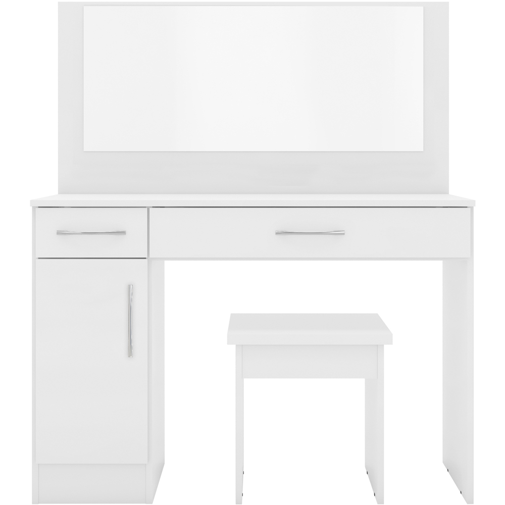 Seconique Nevada White Gloss Dressing Table Set Image 2
