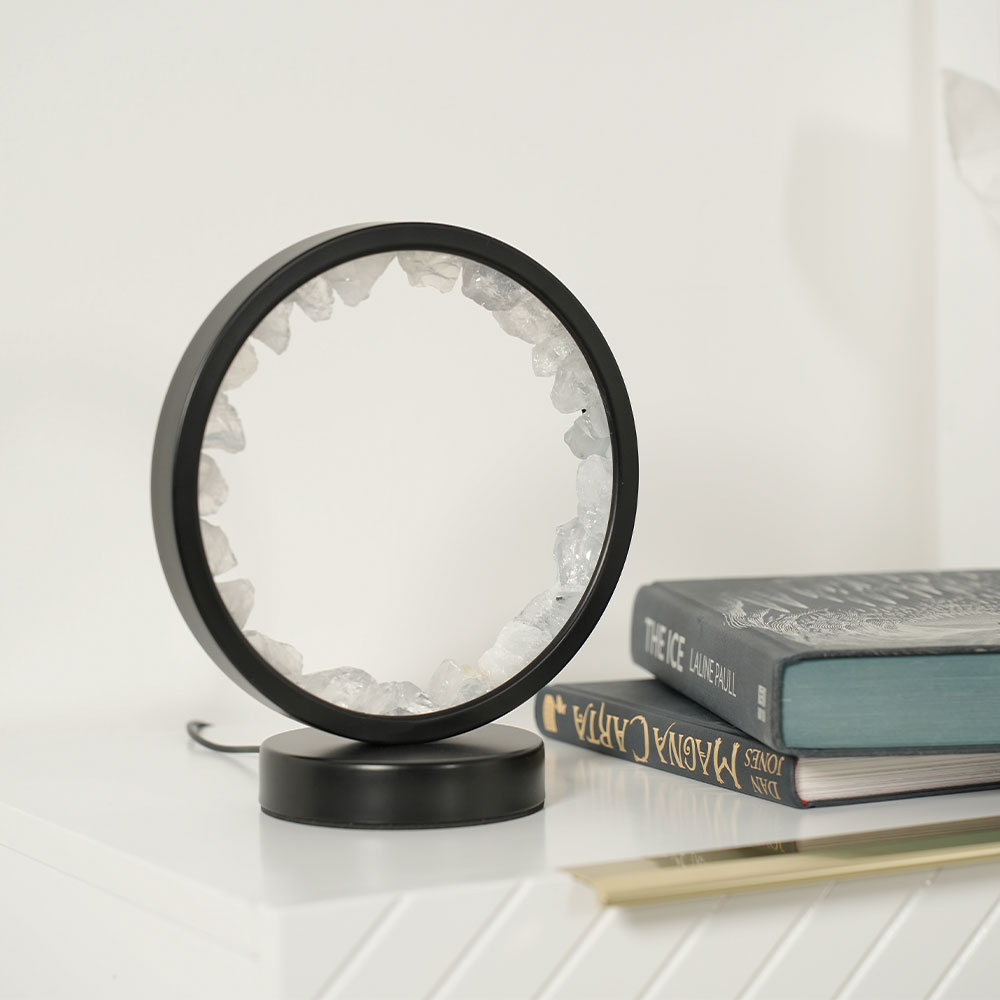 ValueLights Crystal Wellness Black Lamp with Clear Quartz and Cool White LEDs Image 2