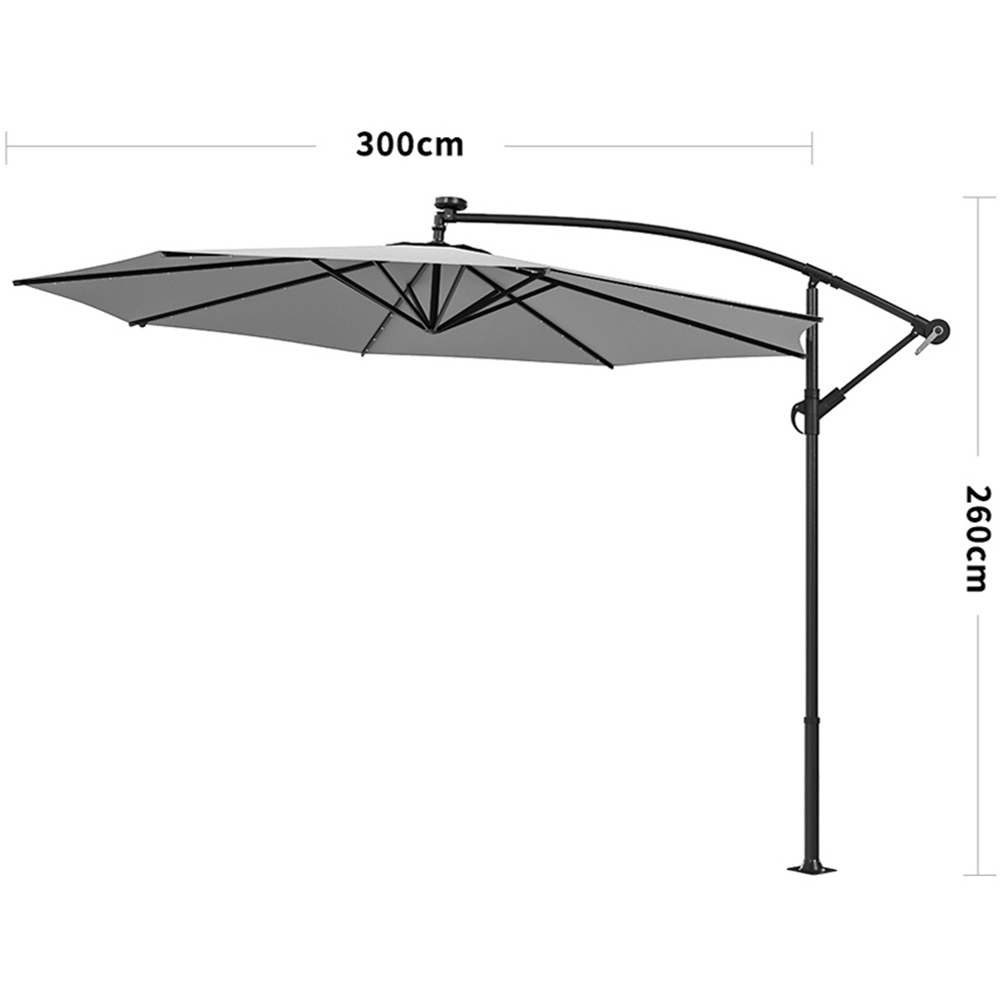 Living and Home Grey 32 LED Crank and Lift Parasol Image 6