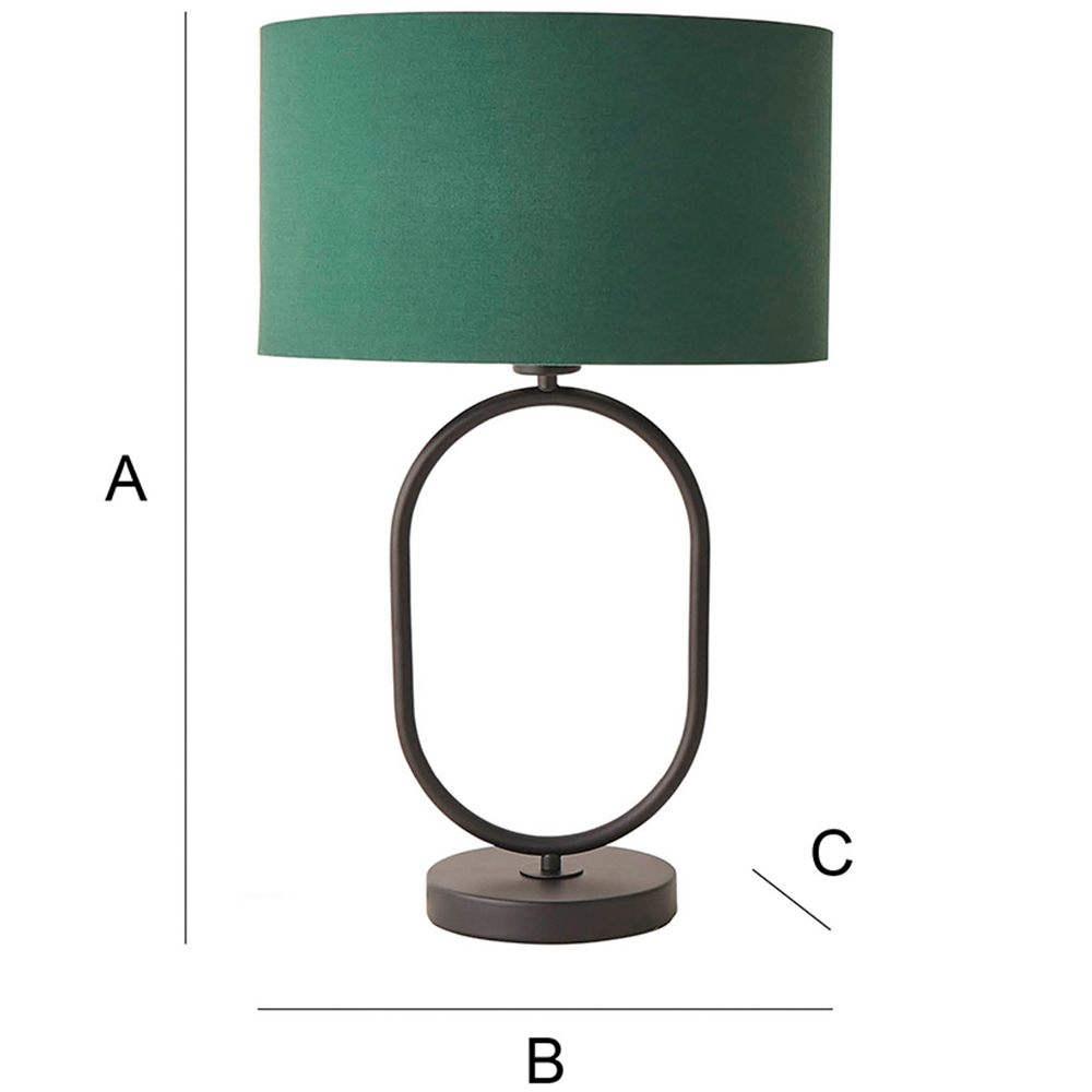 ValueLights Antonia Forest Green Drum Shade Matte Black Oval LED Table Lamp Image 7
