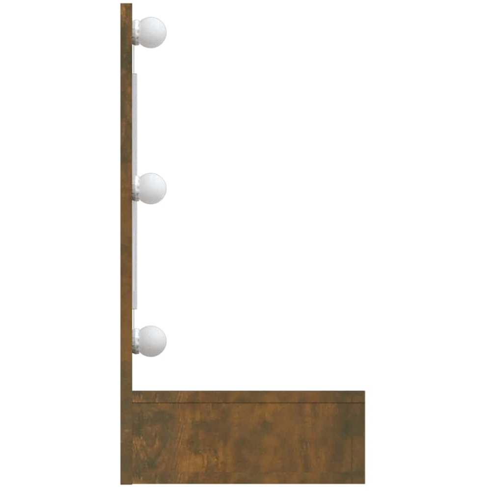 vidaXL 4 Open Shelf Smoked Oak LED Mirror Bathroom Cabinet Image 5