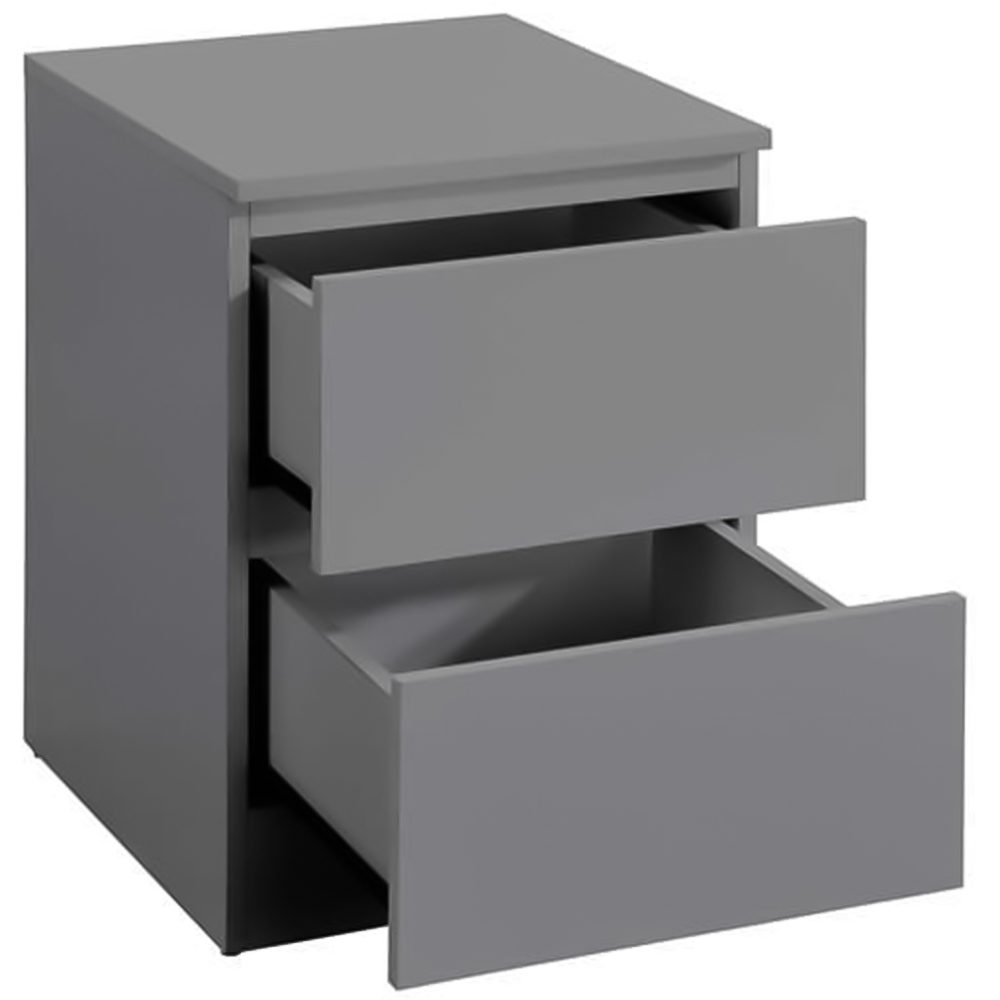 Oslo 2 Drawer Grey Bedside Table Image 4