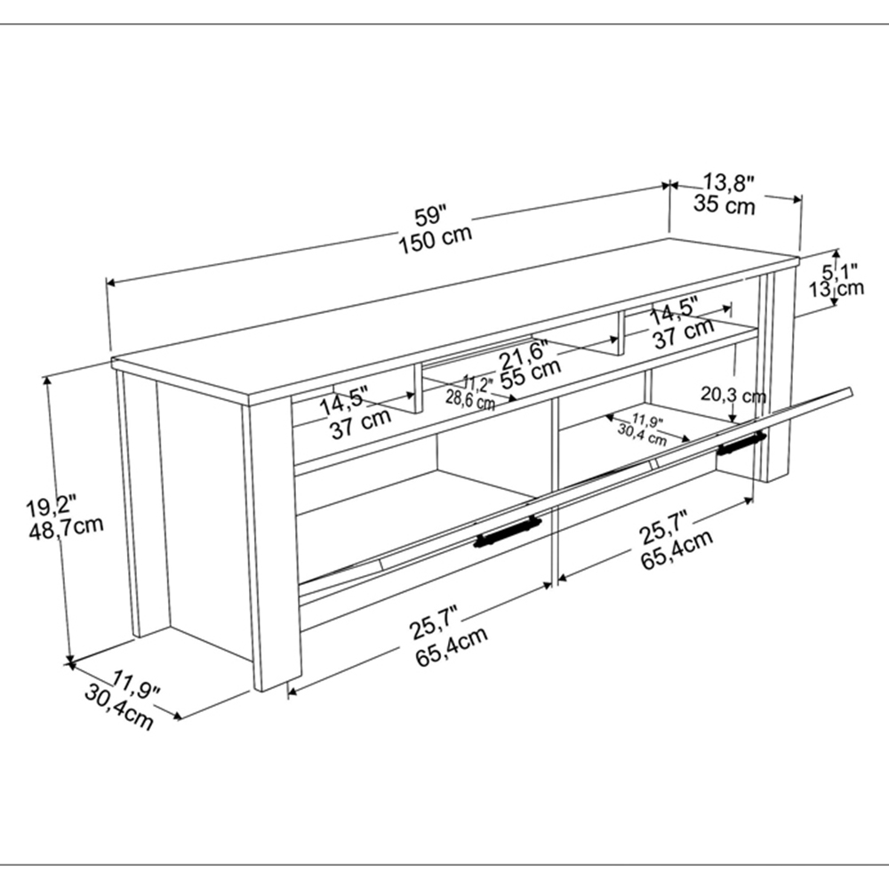 Decorotika Manhattan 2 Door 3 Shelf Oak TV Unit Image 8