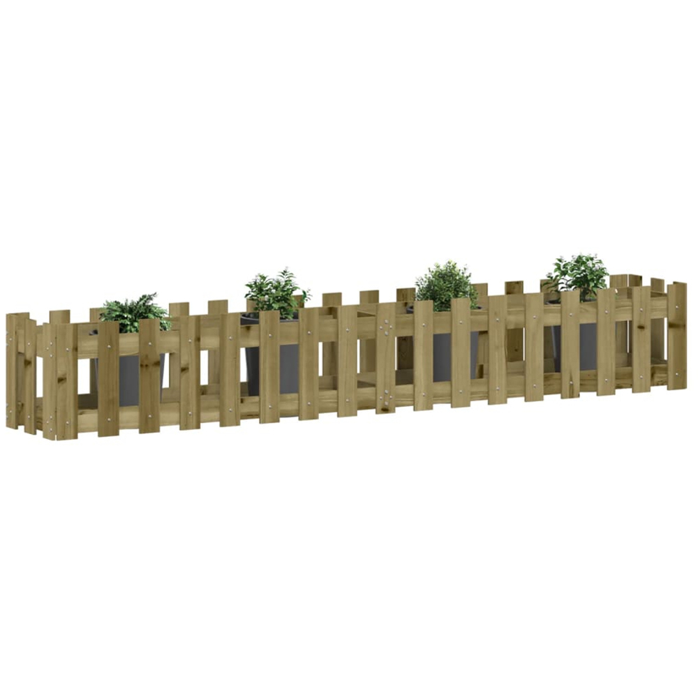vidaXL Natural Solid Impregnated Pine Wood Fence Design Raised Garden Bed 200 x 30 x 30cm Image 3