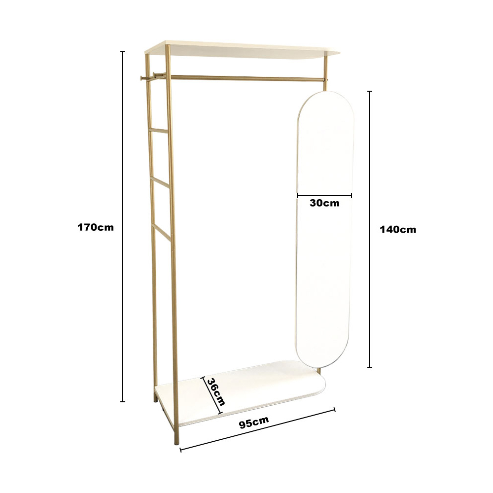 Living and Home Modern Metal Clothes Rail with Mirror Image 7