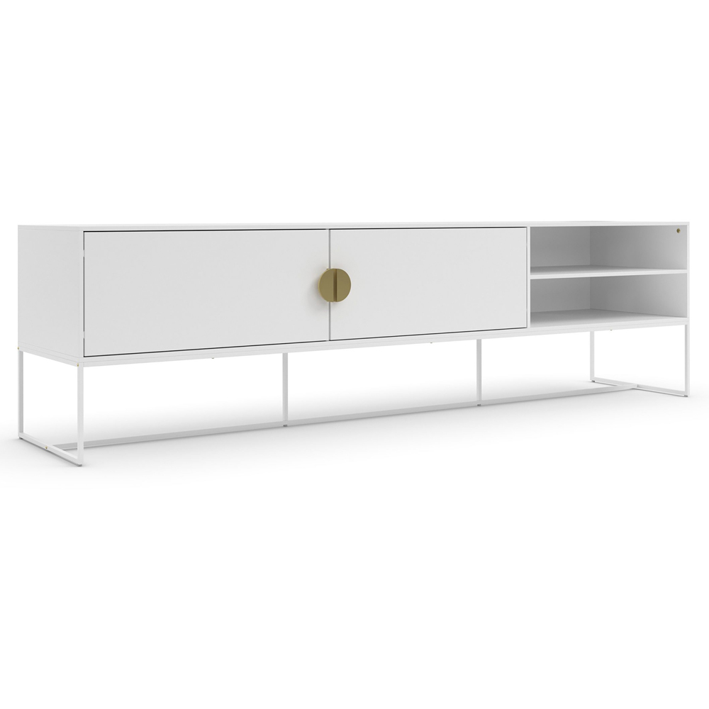 Loft24 Asia 2 Door 2 Shelf White Lowboard Image 2