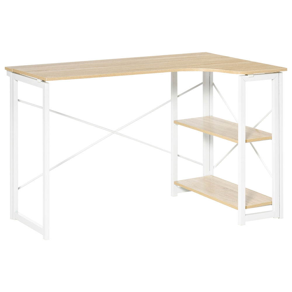 Portland L-Shaped Folding Corner Desk Oak Finish Image 2