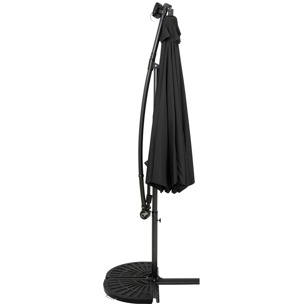 MonsterShop Grey LED Cantilever Parasol with Half Fan Base 3m Image 3