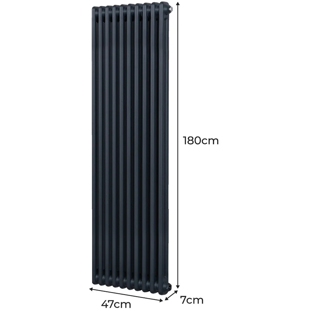Monster Shop 5300 BTU Anthracite Grey Traditional 2 Column Radiator 1800 x 472mm Image 6