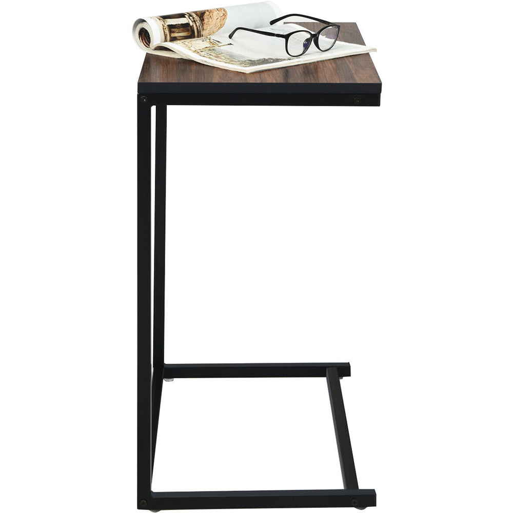Costway Brown Industrial Styled C Shaped Side Table Image 4