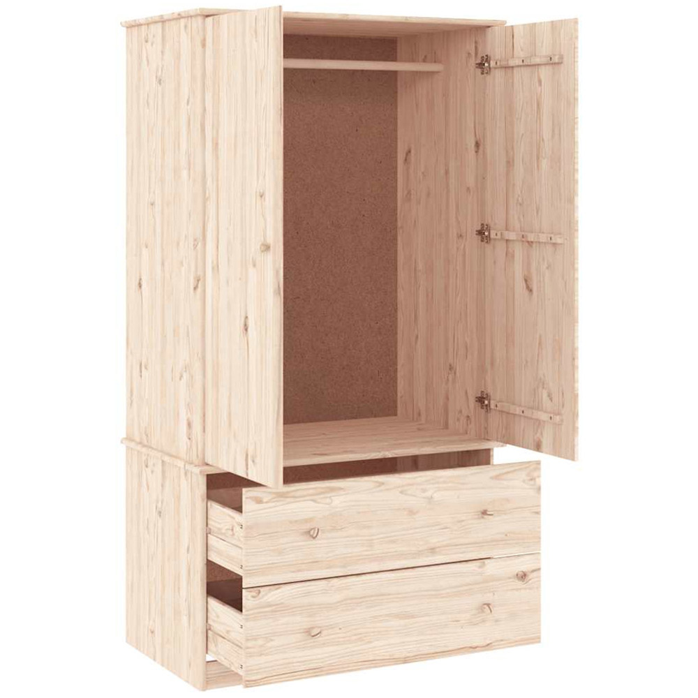 vidaXL Alta 2 Door 2 Drawer Natural Solid Wood Pine Wardrobe Image 3