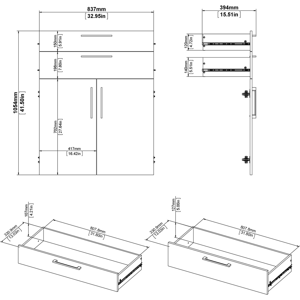 Florence 2 Door 2 Drawer 2 Shelf Oak Bookcase Image 9