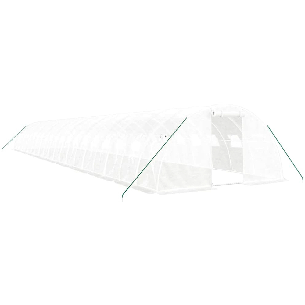 vidaXL White Polyethylene Galvanised Steel Frame 65.6 x 13.1ft Greenhouse Image 1