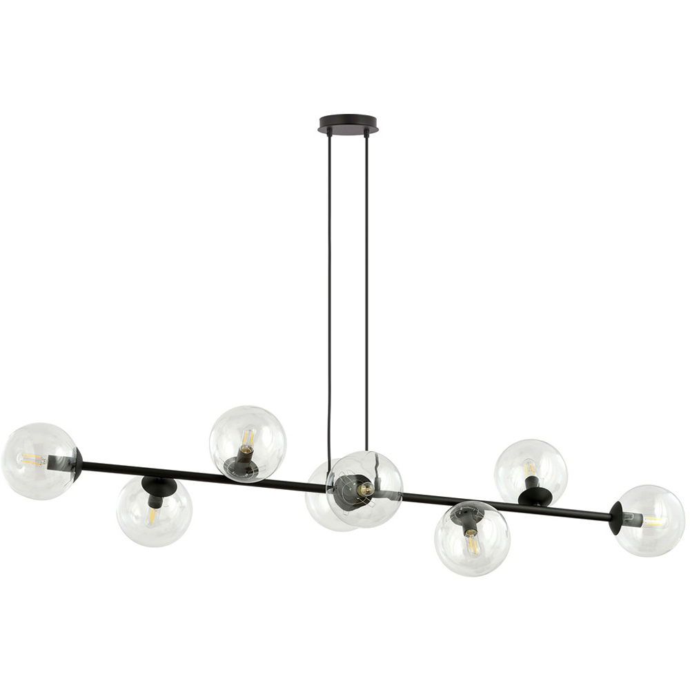 Emibig Rossi 8 Light Transparent Shade Black E14 Ceiling Pendant Light Image 1