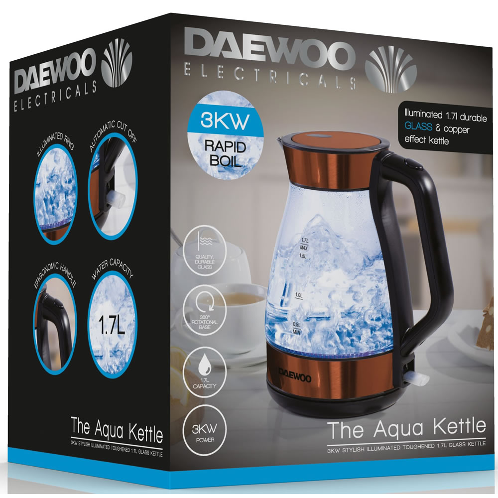 Daewoo Copper 1.7L Glass Kettle Image 2