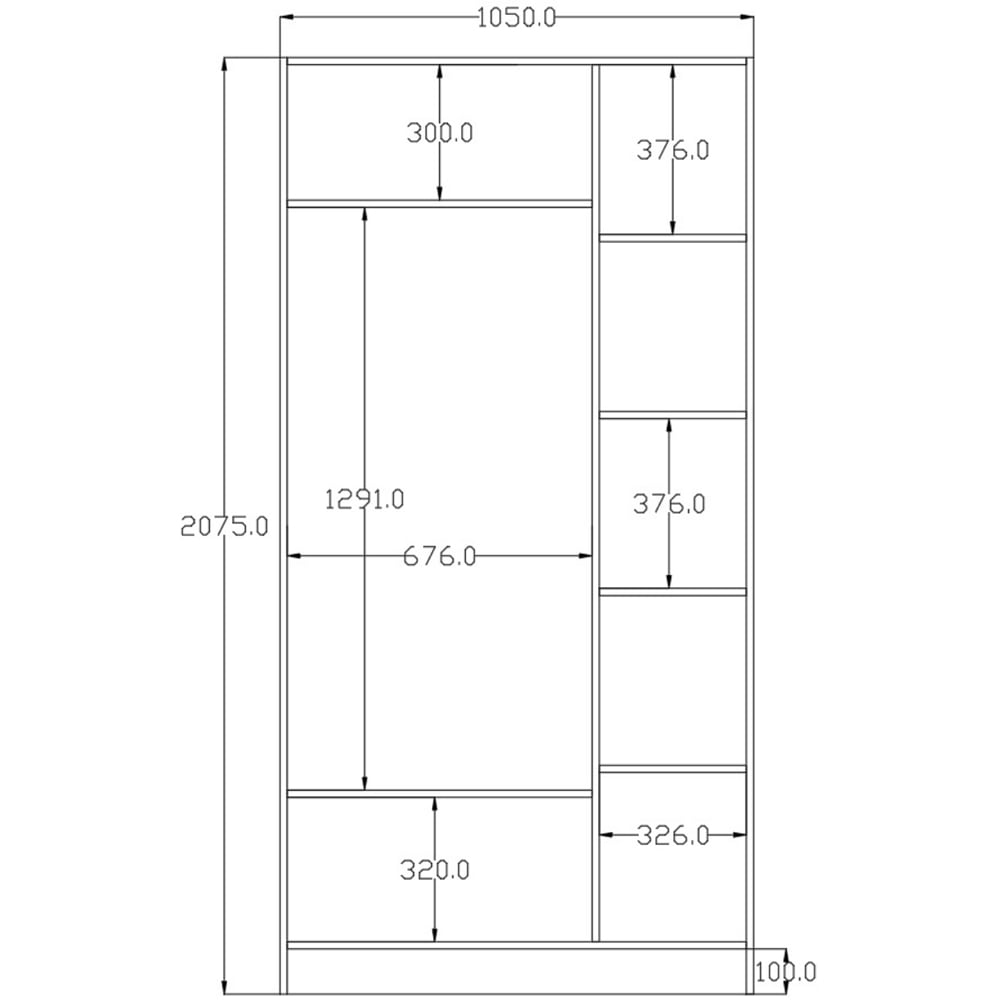 Evu VOLET 3 Door 2 Drawer White XL Mirrored Wardrobe Image 6