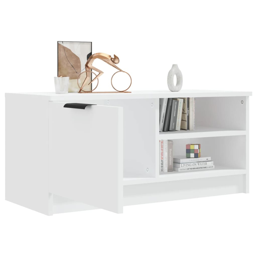 vidaXL Single Door 2 Shelf White TV Cabinet Image 4